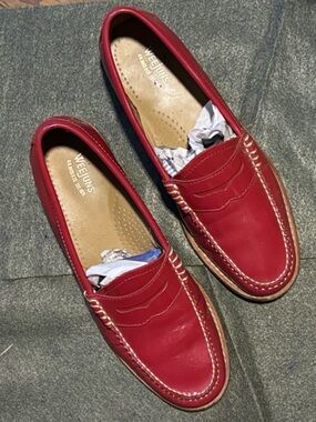 Weejuns Women's Red Leather Penny Loafers